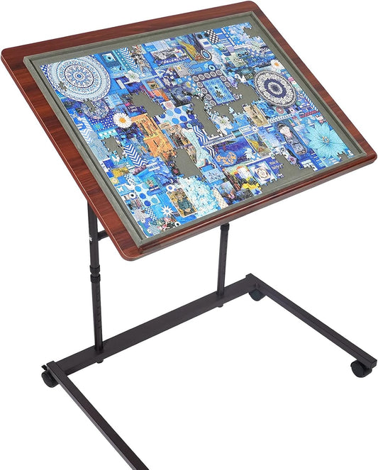 Jigsaw Puzzle Tables for Adults, Portable Puzzle Table with Legs & Universial Castors, Angle Height Adjustable Puzzle Table Fit 500-2000 Pieces Puzzle Board(Puzzle Board Not Included)