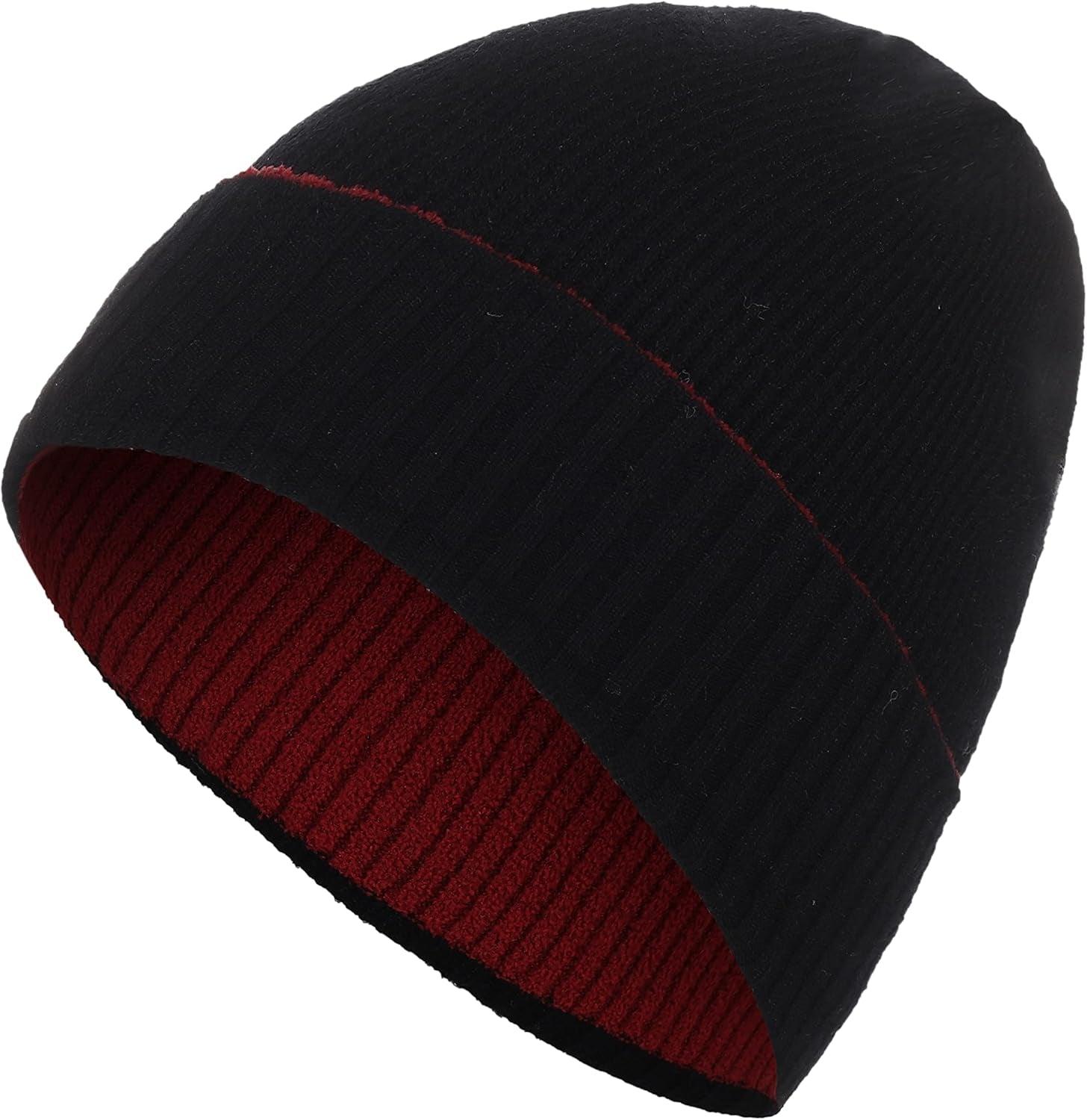 Beanies Hat for Women Men Winter Warm Knit Cuffed Hat Soft Slouchy Reversible Smile Striped Beanie Cap