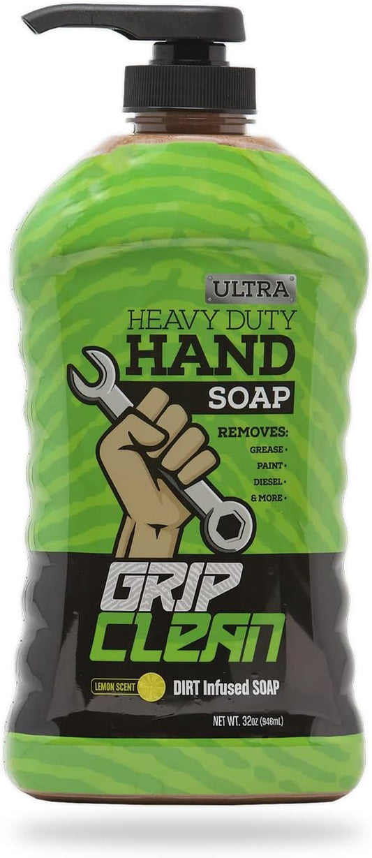 | Ultra Heavy Duty Waterless Hand Cleaner | Dirt-Infused Mechanic Soap & Paint Remover with Grit Pumice for the Ultimate Clean. Moisturizing Ingredients & Lemon Scented (500+ Washes)