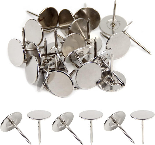 25PCS Upholstery Nail Cap Nail 0.75" X 0.98" Flat Head Furniture Decoration Nail Furniture Sofa Headboard Silver