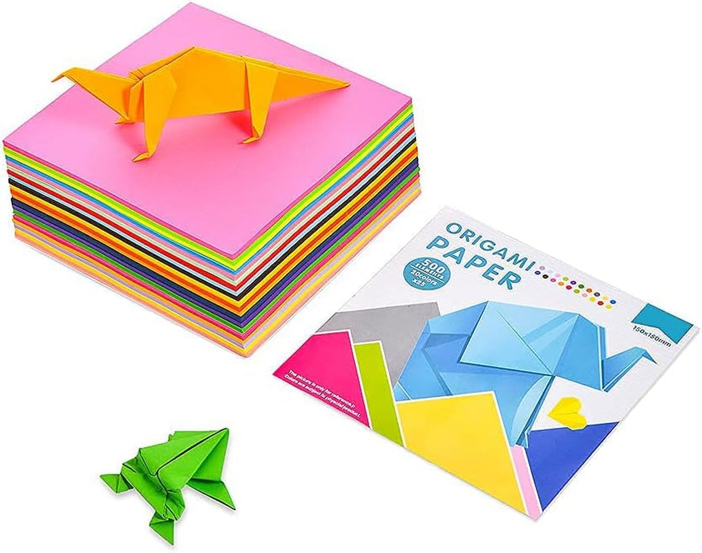 Origami Paper 500 Sheets 20 Colors Double Sided Colors 6Inch Square Sheet for Kids [Thick Quality]