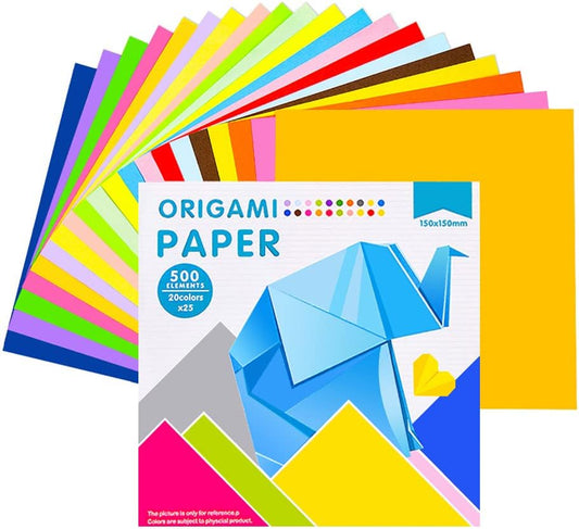 Origami Paper 500 Sheets 20 Colors Double Sided Colors 6Inch Square Sheet for Kids [Thick Quality]