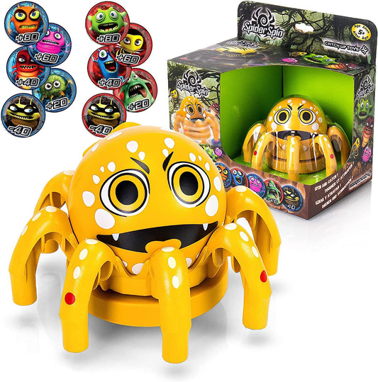 Spider Spin Game Toy: Kids Magnetic Spin Catch Spider Grabs 10 Added Discs, Choose Cute Evil Design, Multi-Play Levels, STEM, Boys Ages 7+