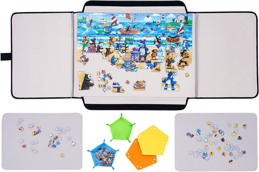 Jigsaw Puzzle Board, 1000 Pieces Puzzle Board Portable for Puzzle Storage, Puzzle Mat for Jigsaw Puzzles, Puzzle Table, Puzzle Case with Sorting Trays, Non-Slip Surface