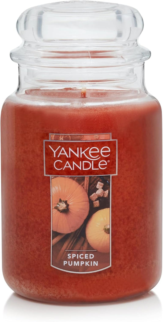 Spiced Pumpkin Scented, Classic 22Oz Large Jar Single Wick, over 110 Hours of Burn Time, Perfect Accent for Fall Decor