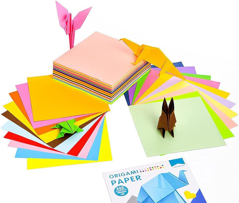 Origami Paper 500 Sheets 20 Colors Double Sided Colors 6Inch Square Sheet for Kids [Thick Quality]