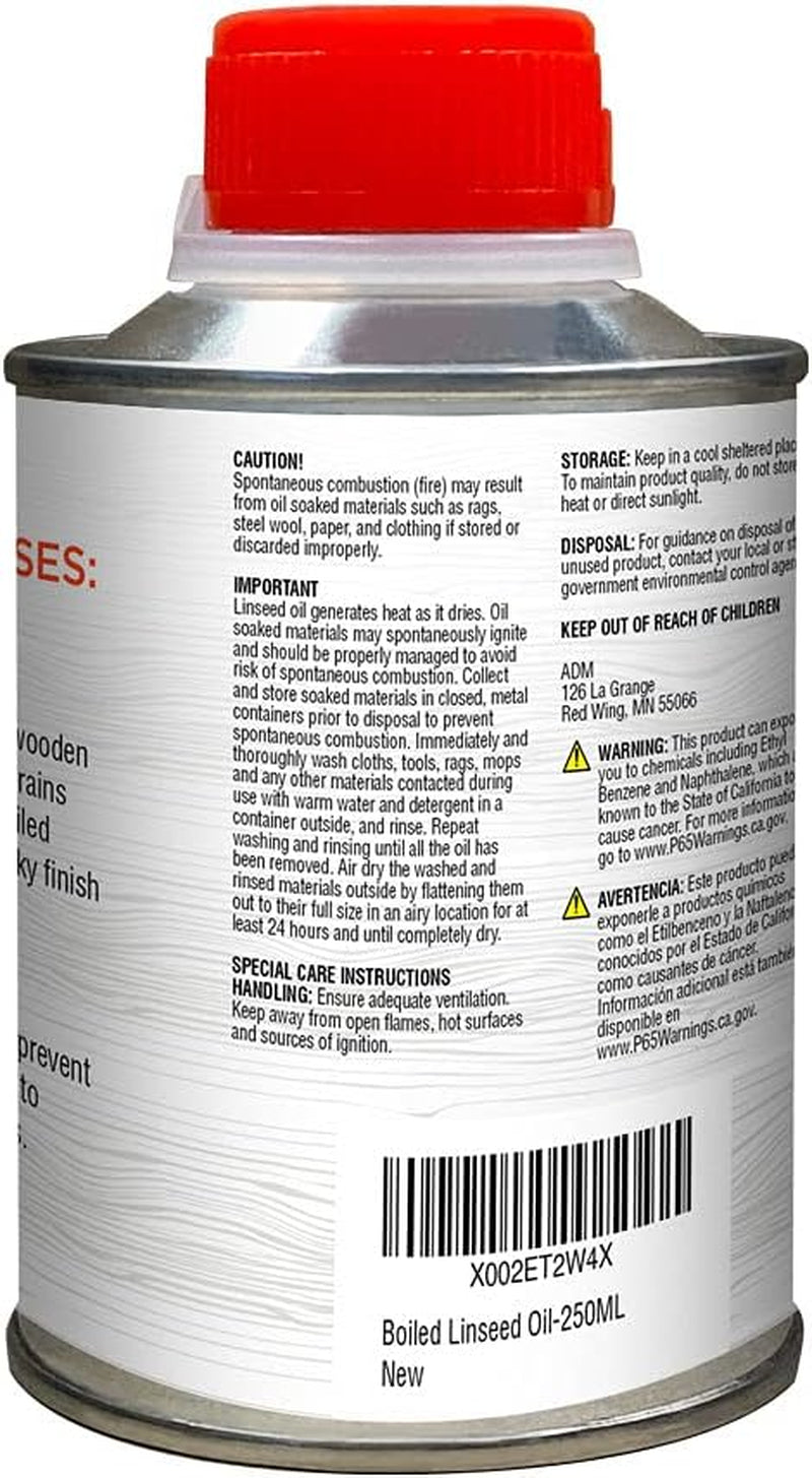 Boiled Linseed Oil – Fast Drying Flaxseed Wood Treatment to Rejuvenate, Restore and Condition Outdoor and Indoor Wood Furniture, Floors and Sports Equipment, 250 ML