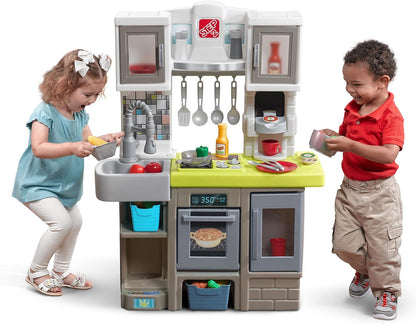 Contemporary Chef Kitchen Set for Kids, Indoor/Outdoor Play Kitchen Set, Toddlers 2+ Years Old, 25 Piece Kitchen Toy Set, Easy to Assemble, Grey